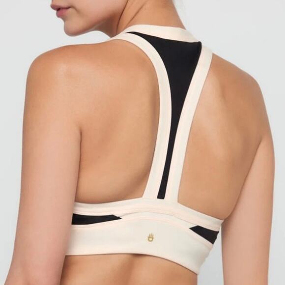 SPIRITUAL GANGSTER | Black Cream Aurora Colorblock Sports Crop Top | Size Large - Picture 2 of 7